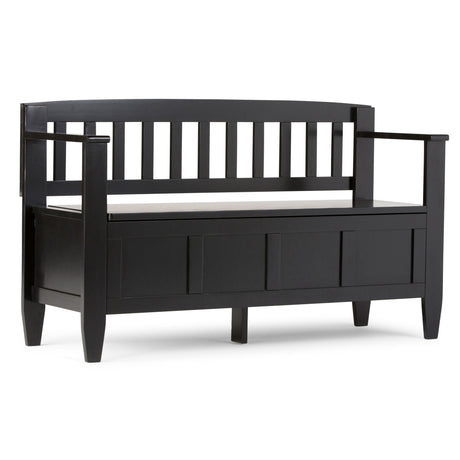 Brooklyn - Handcrafted Entryway Storage Bench Black by Simpli-Home | Bel Furniture