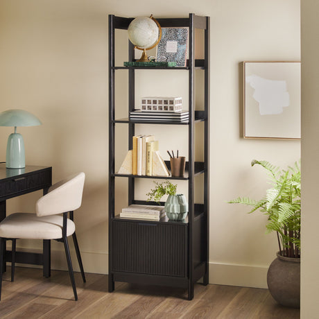 Transitional Narrow Bookshelf With Drawer On Bottom by Walker Edison | Bel Furniture