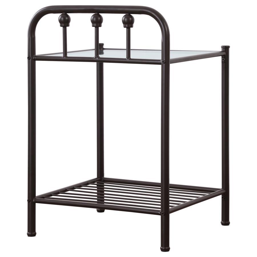 Livingston - Metal 1-Shelf Nightstand - Dark Bronze