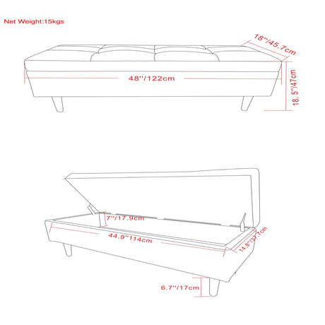 Shay - Large Square Coffee Table Storage Ottoman Mid-Century Style - view 36