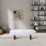 Henley - Fur Bench - White Khaki by Ashcroft Furniture | Bel Furniture