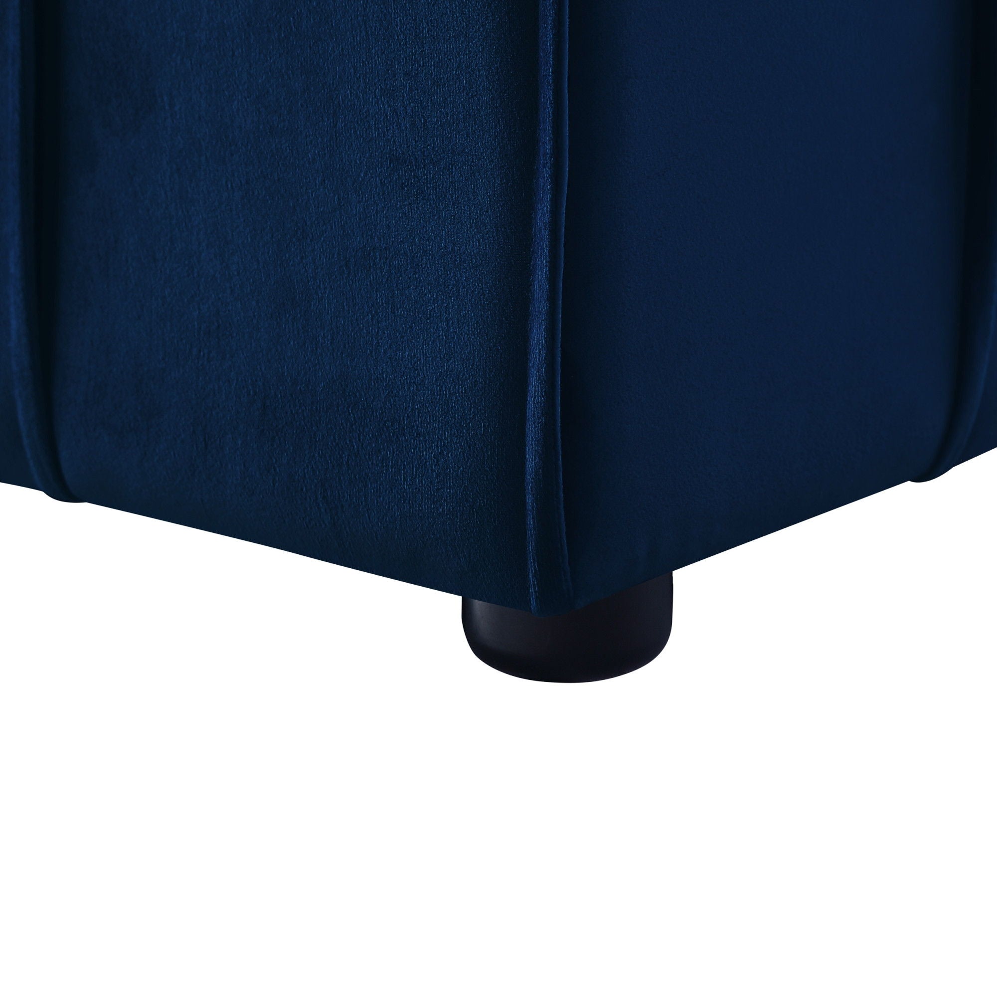 Cube Velvet Ottoman - Navy Blue / Black