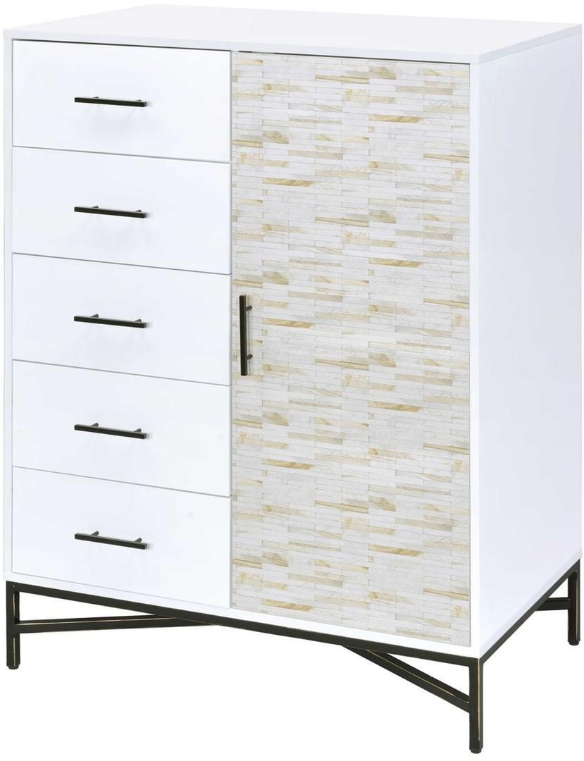 Weathered Wood Pattern Wardrobe - White