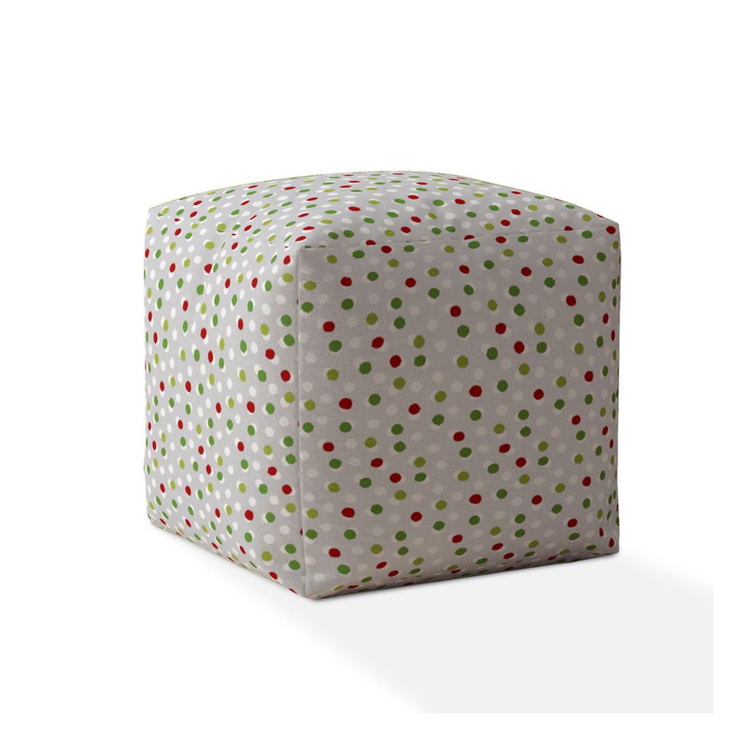 Cotton Polka Dots Pouf Ottoman - Green