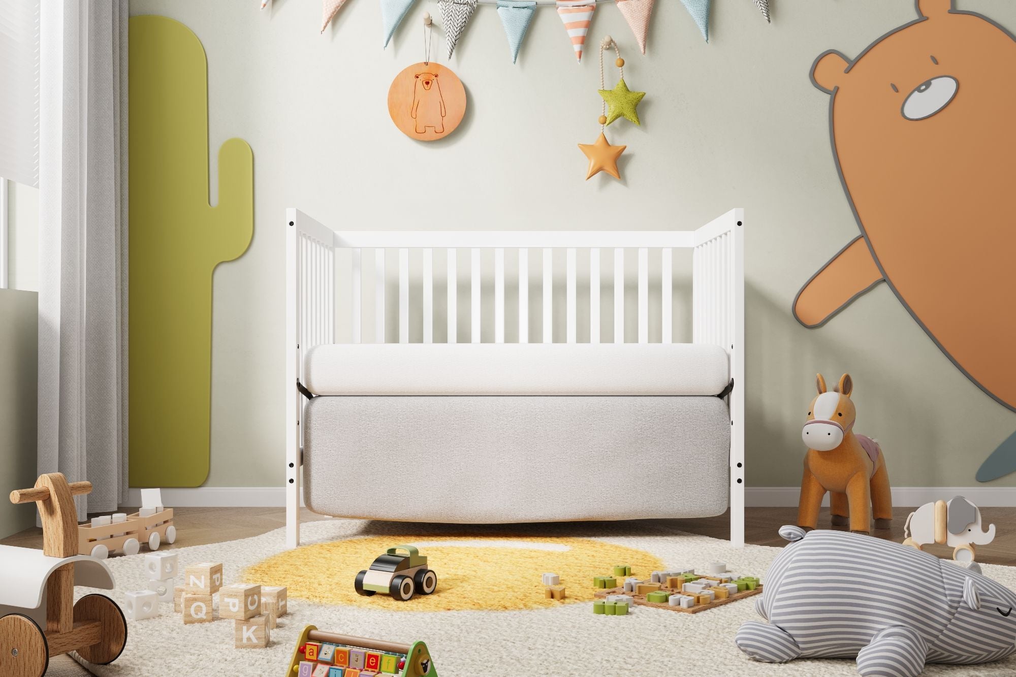 Crib 5 In 1 Convertible, Converts From Baby Crib To Toddler Bed, Fits Standard Full Size Crib Mattress