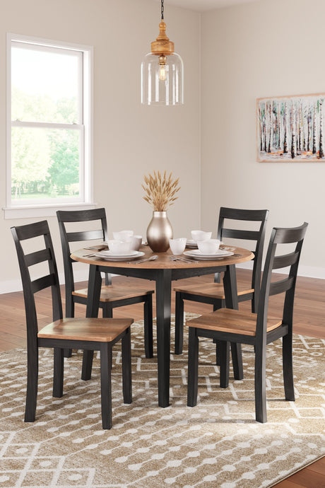 Gesthaven - Round Dining Room Drop Leaf Table Set Dark Brown 5 Pc. Table, 4 Chairs by Signature Design by Ashley® | Bel Furniture
