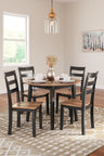 Gesthaven - Round Dining Room Drop Leaf Table Set Dark Brown 5 Pc. Table, 4 Chairs by Signature Design by Ashley® | Bel Furniture