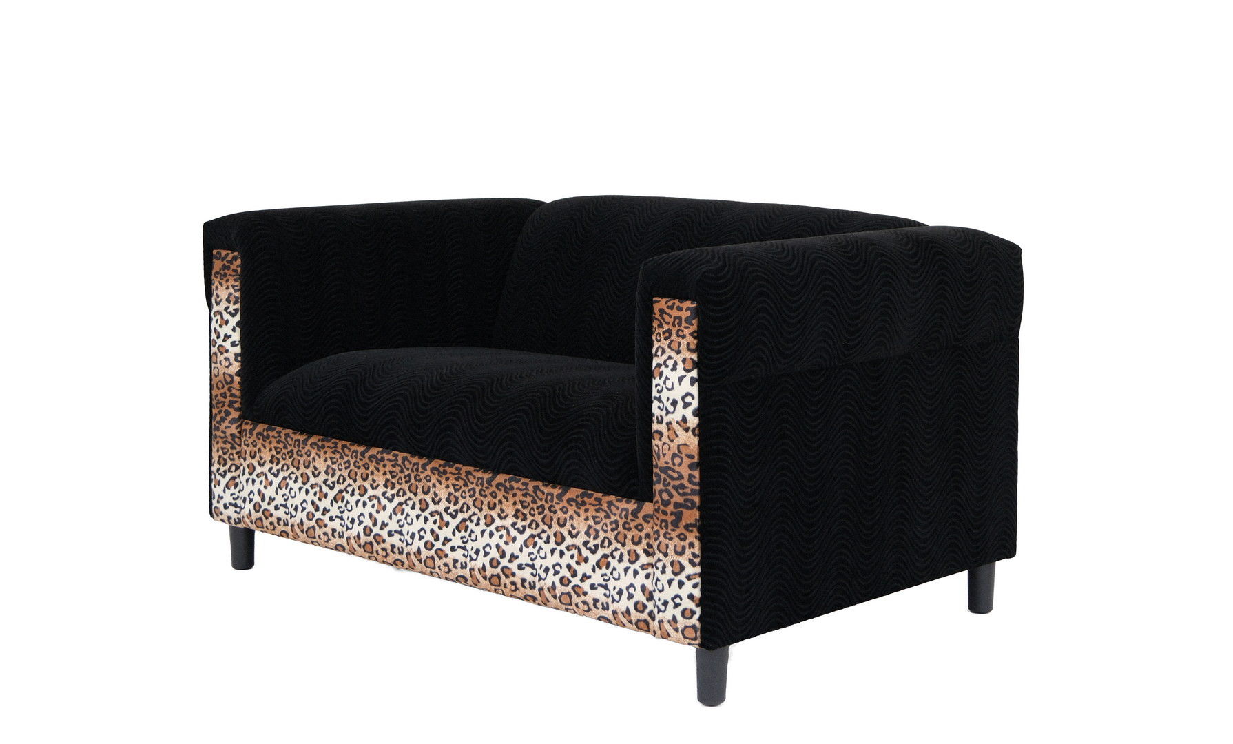 Velvet Leopard Loveseat - Black