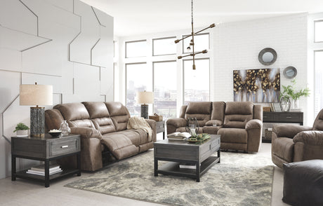 Stoneland - Power Reclining Living Room Set Light Brown 3 Pc. - Reclining Power Sofa, Double Reclining Power Loveseat with Console, Power Rocker Recliner by Signature Design by Ashley® | Bel Furniture