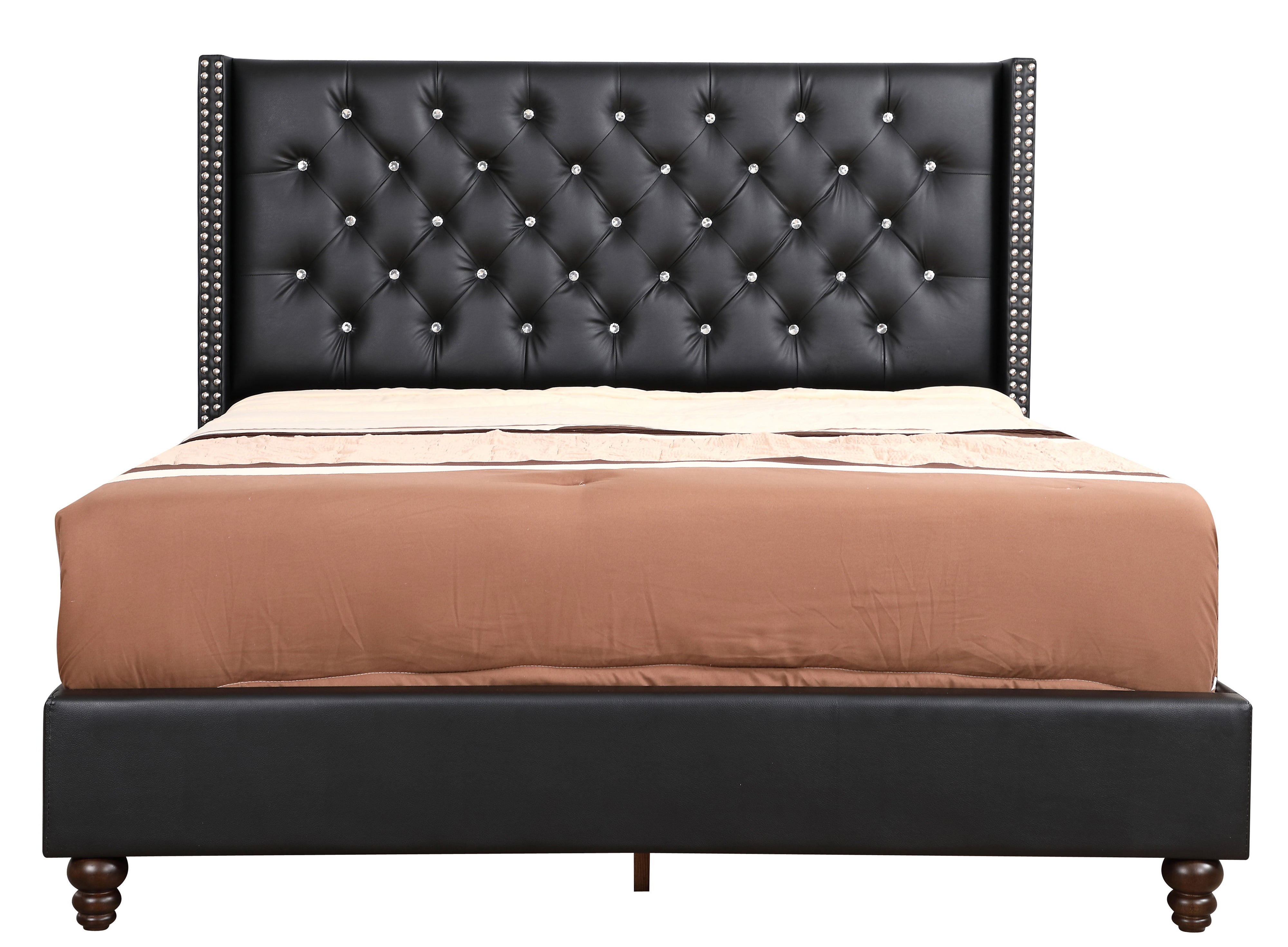 Julie - Upholstered Bed With Faux Diamonds