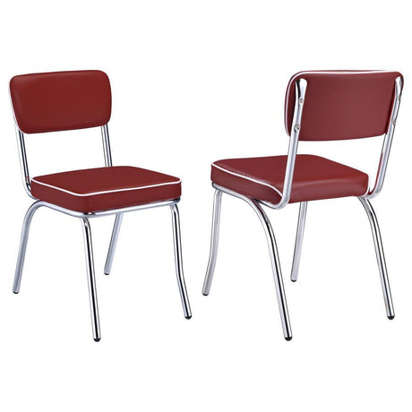 Retro - Upholstered Dining Side Chair (Set of 2) Red by CoasterEveryday | Bel Furniture