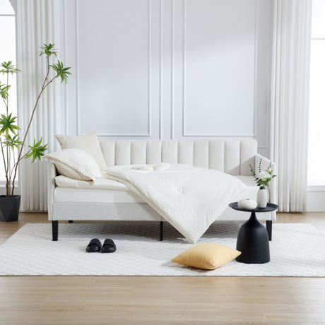 Elena - Boucle Upholstered Daybed, Ribbed Tufted Backrest - view 13