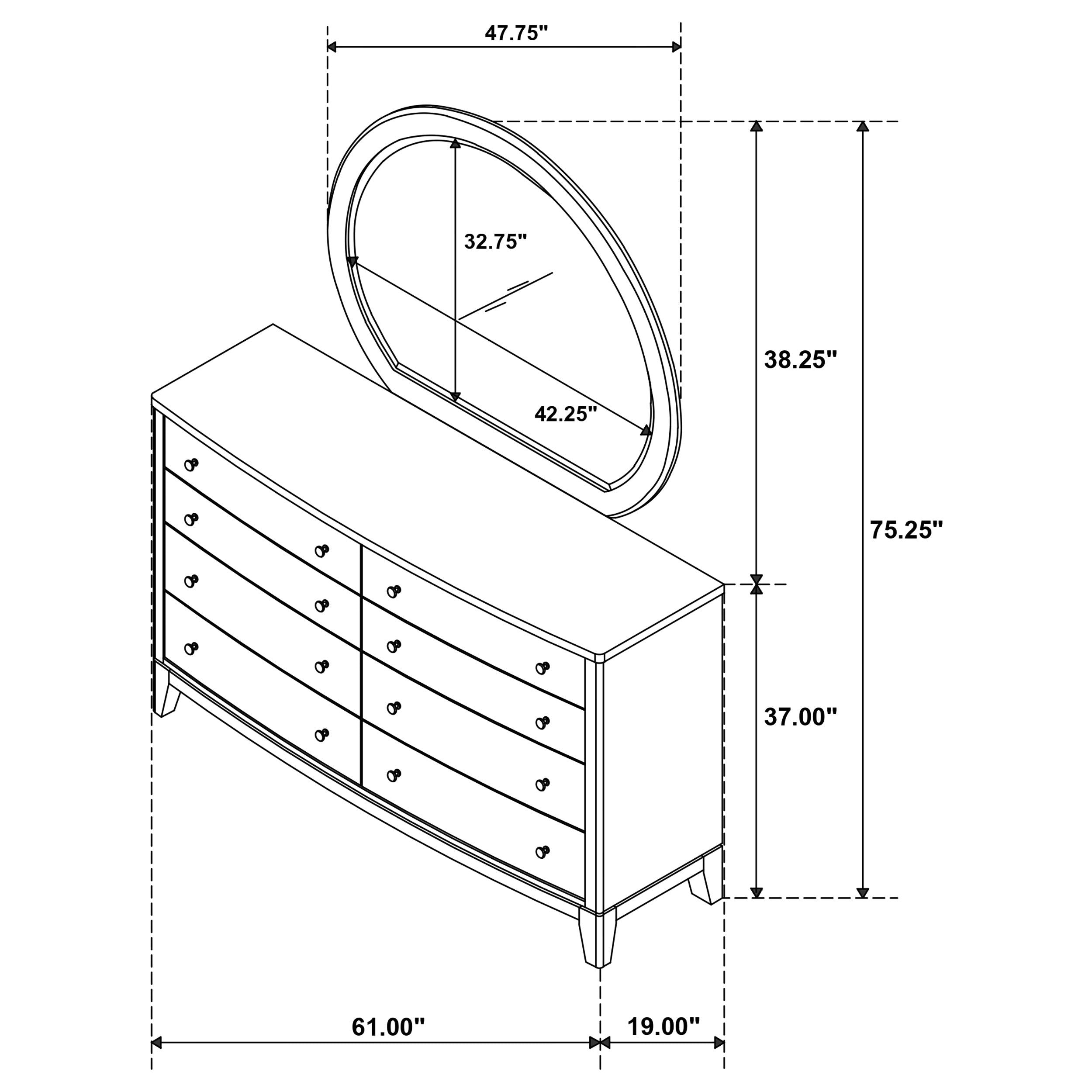 Granada - 8-Drawer Dresser And Mirror - Natural Pine