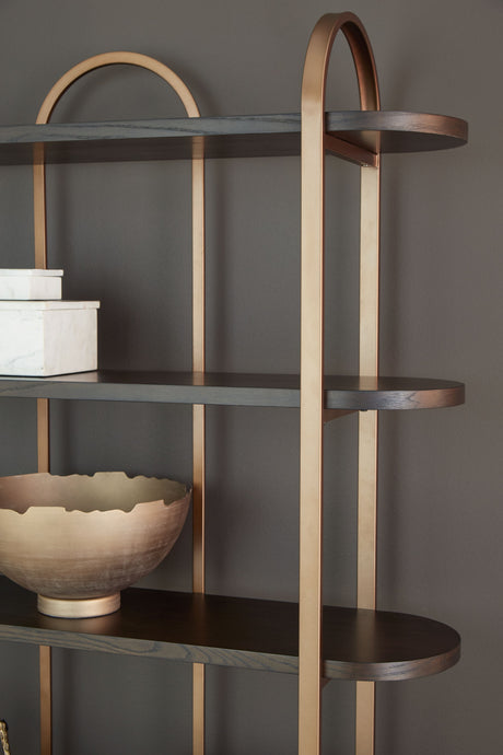 Brentmour - Brown / Gold Finish - Bookcase by Signature Design by Ashley® | Bel Furniture