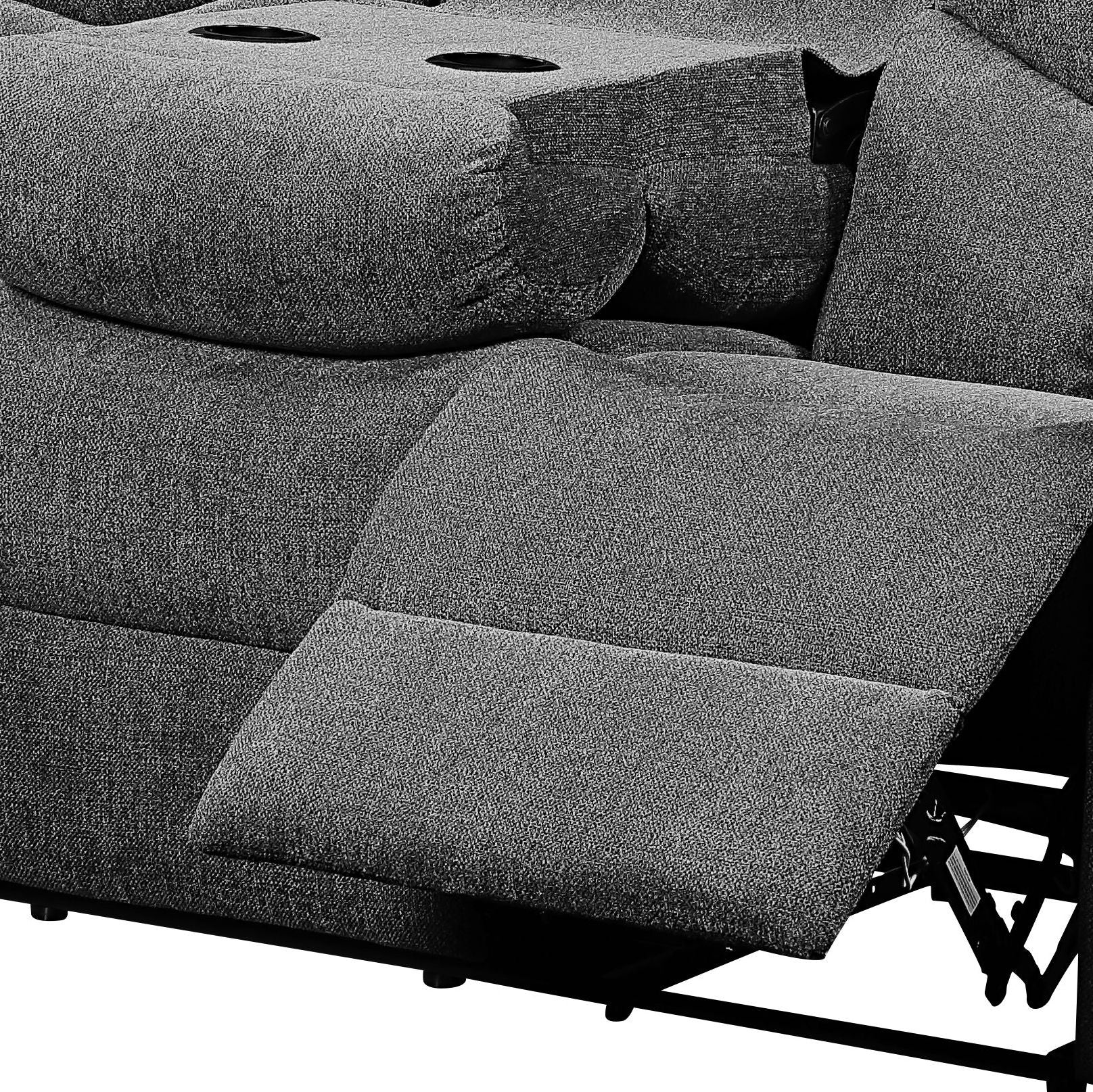 Kalen - Chenille Sofa With Drop Down Table - Gray