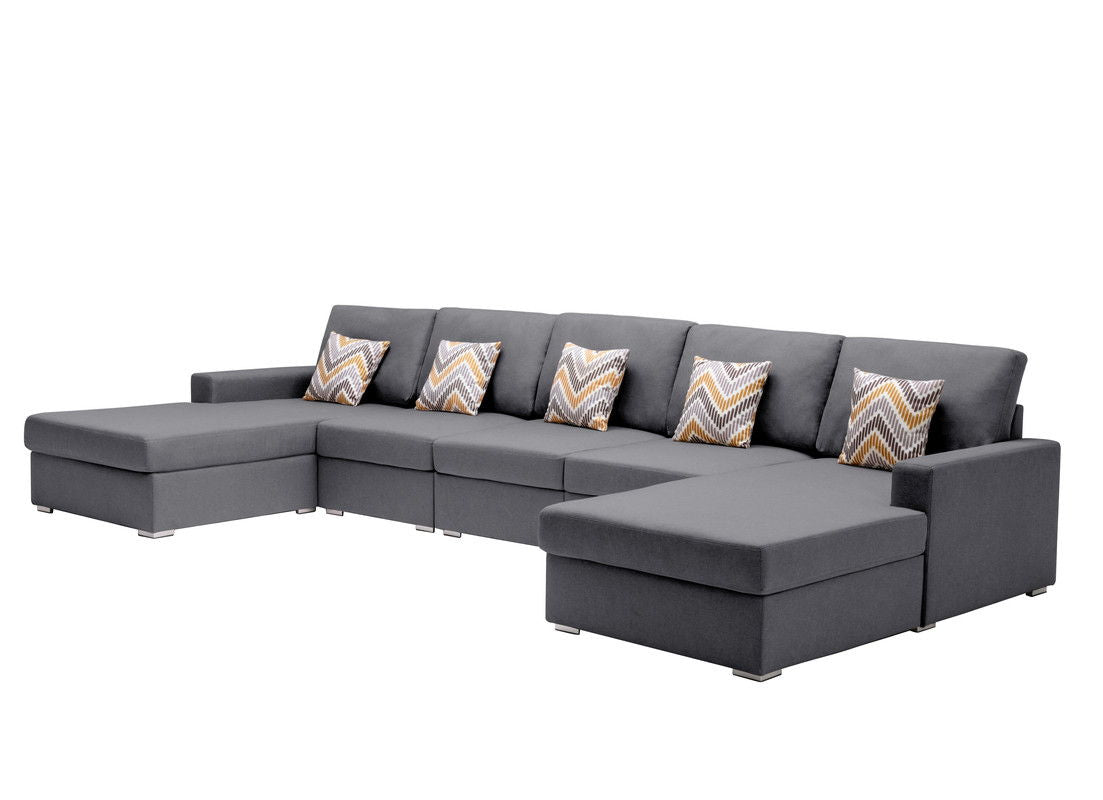 Nolan - Fabric 5 Piece Sectional Sofa With Interchangeable Legs