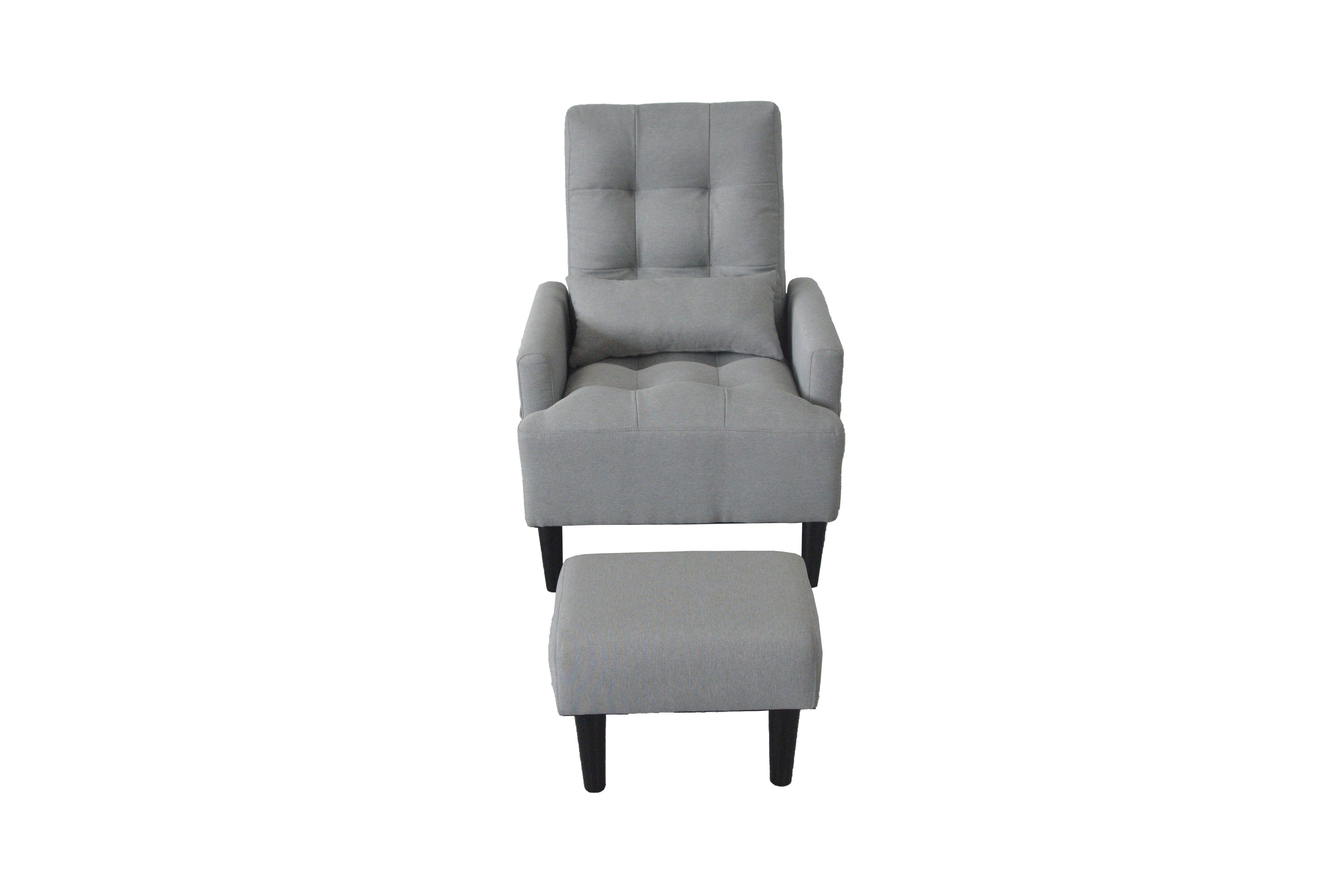 Living Room Sofa Single Chair And Ottoman, Modern Multi-Function Fabric Living Room Sofa Lounge Chair Bed And Stool. Soft Leisure Single Chair Adjustable Into 5 Angles With Sofa Bed