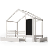House Bed With Blackboard And Drawers