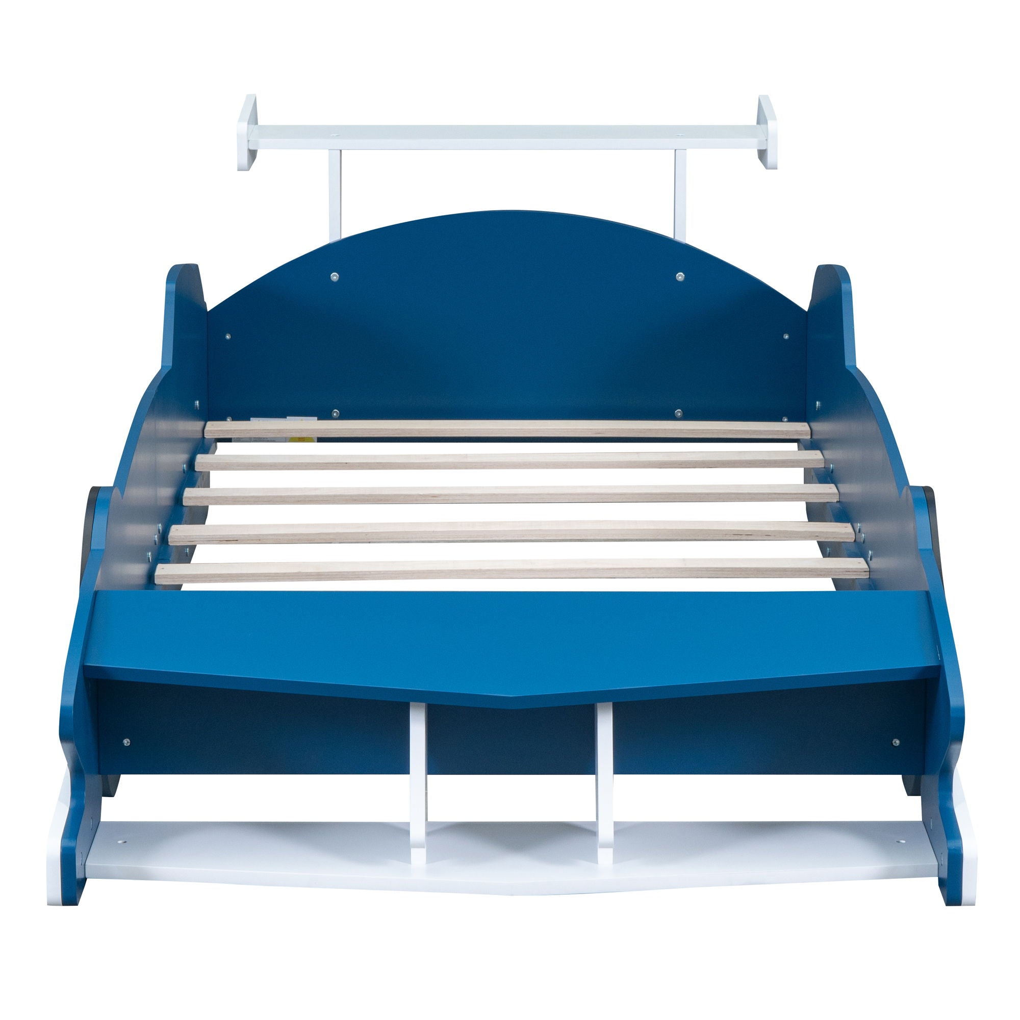 Twin Size Race Car-Shaped Platform Bed With Wheels