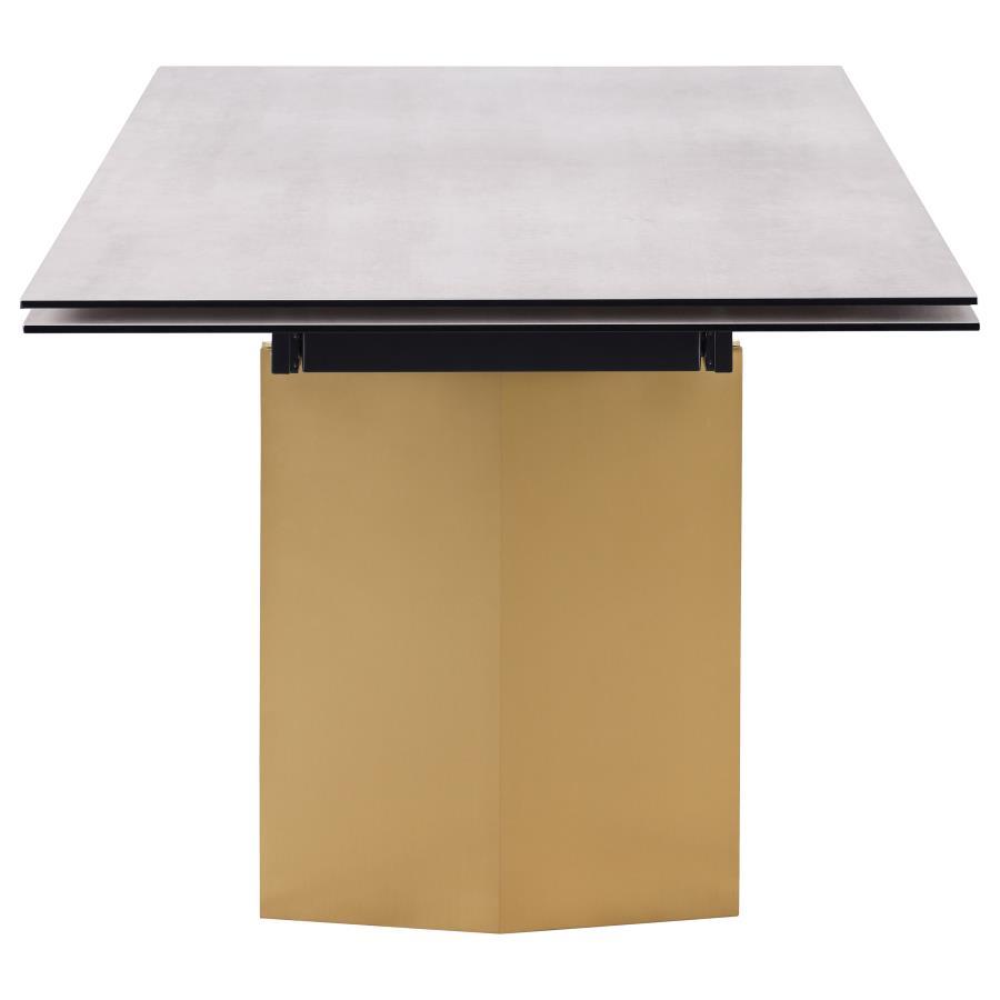 Vesa - Glass Top Extension Dining Table - Beige by Coaster Fine Furniture | Bel Furniture