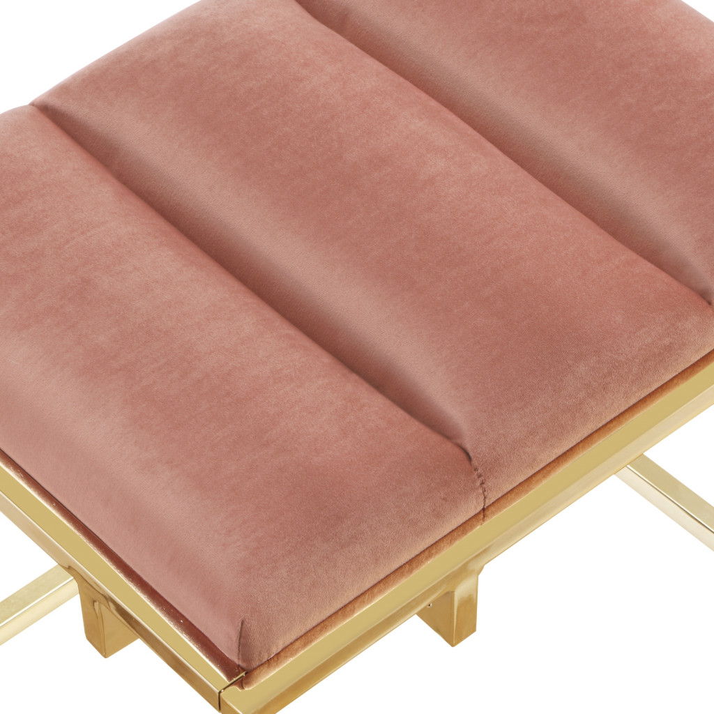 Velvet Ottoman - Blush / Gold