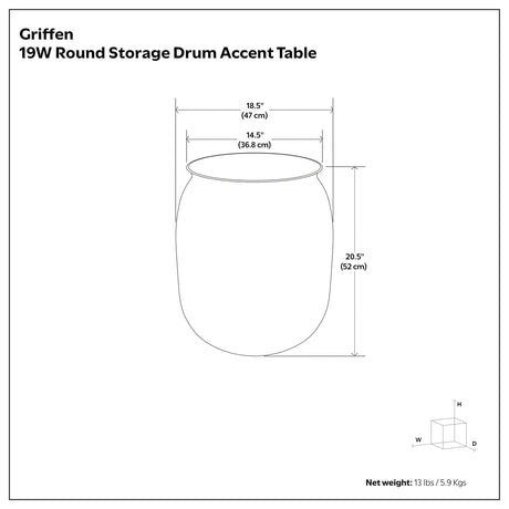 Griffen - Handcrafted Metal Storage Accent Table - view 10
