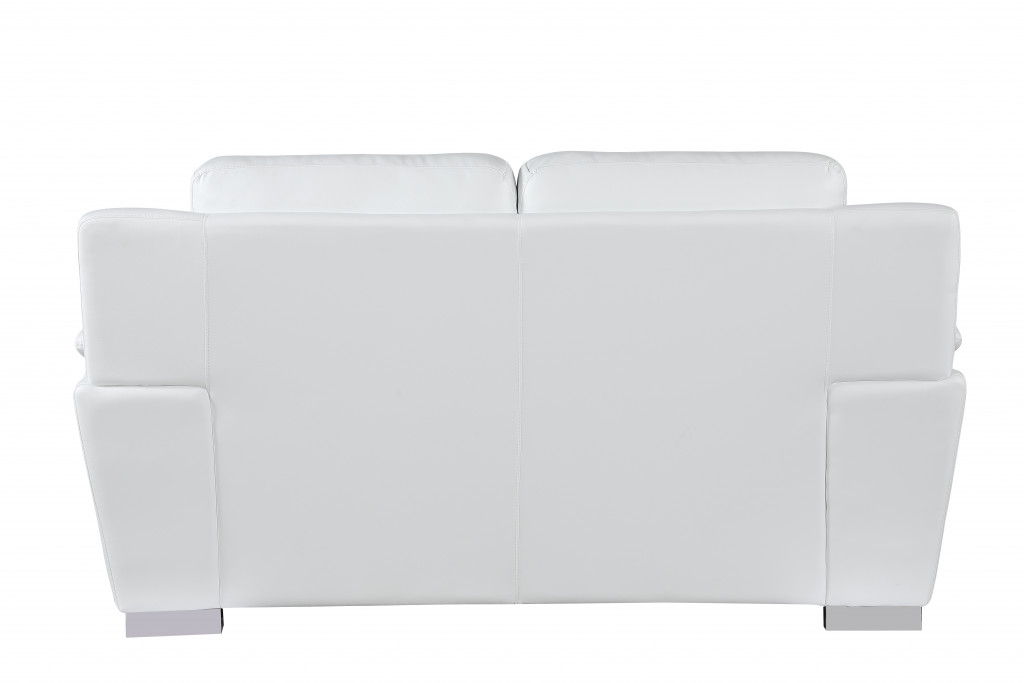 Faux Leather Loveseat - White / Silver