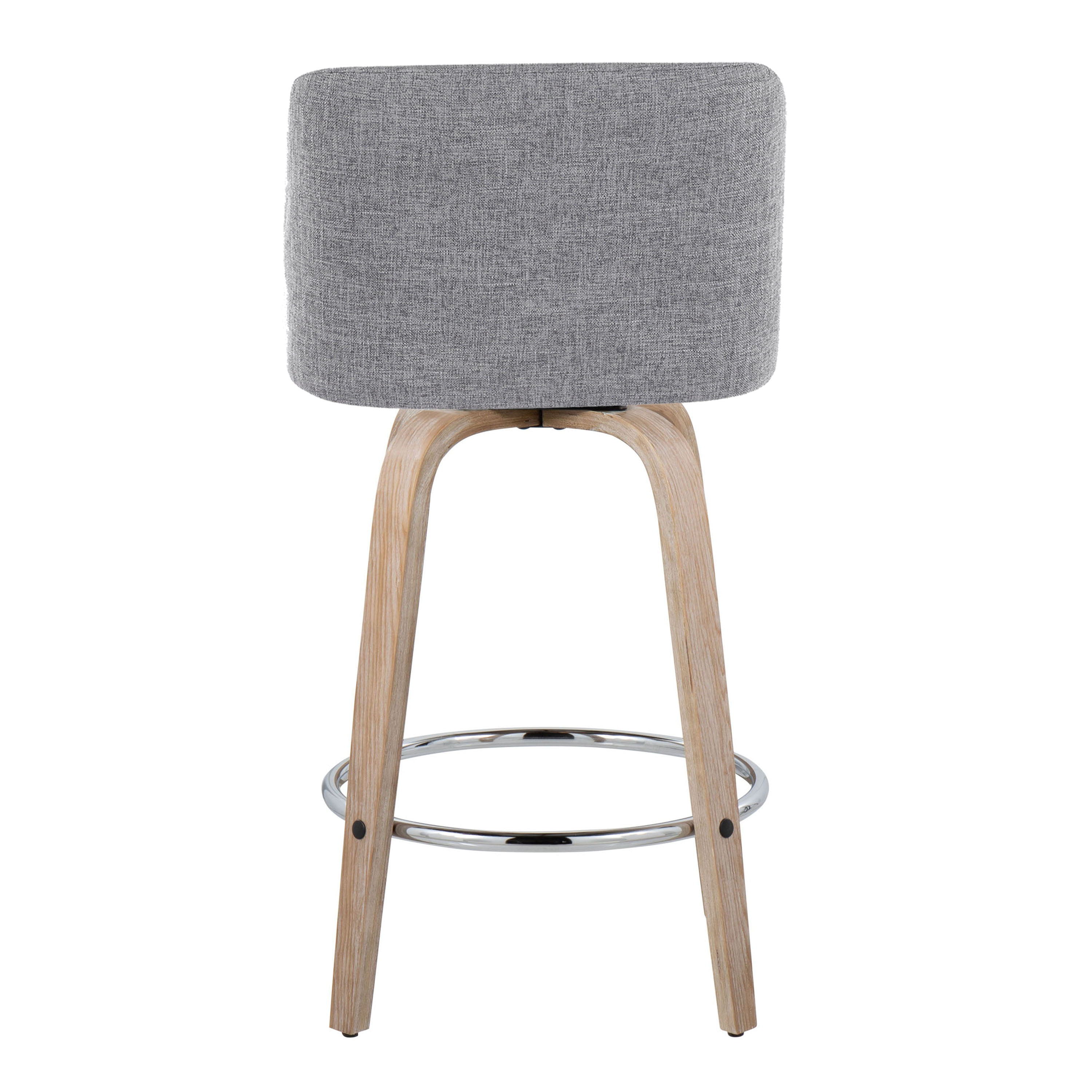 Toriano - Modern Design Fixed Height Counter Stool With Swivel With Round Footrest (Set of 2)