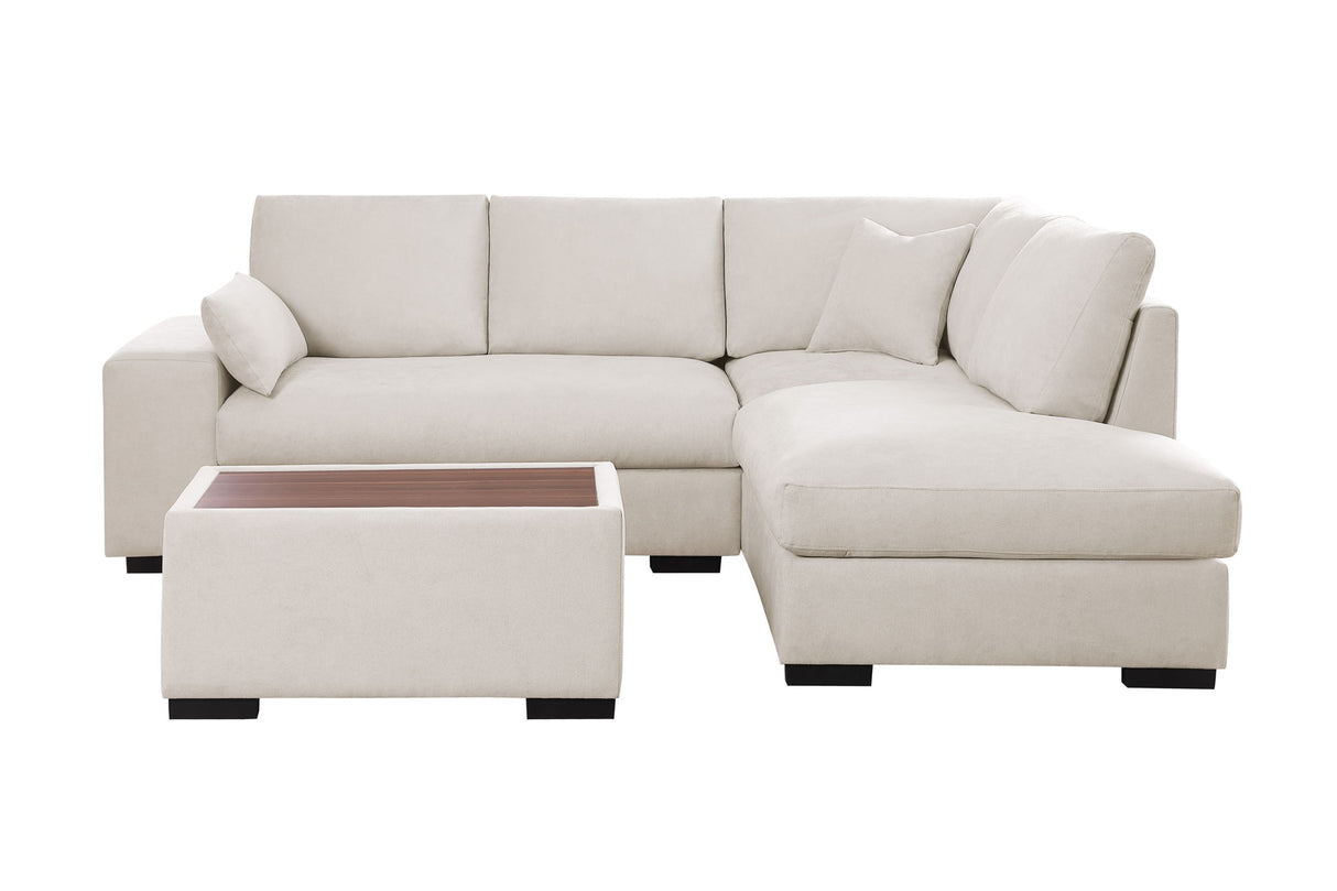 Joshua - 100" Sectional Sofa with Right Facing Chaise and Console Ottoman by Lilola Home | Bel Furniture