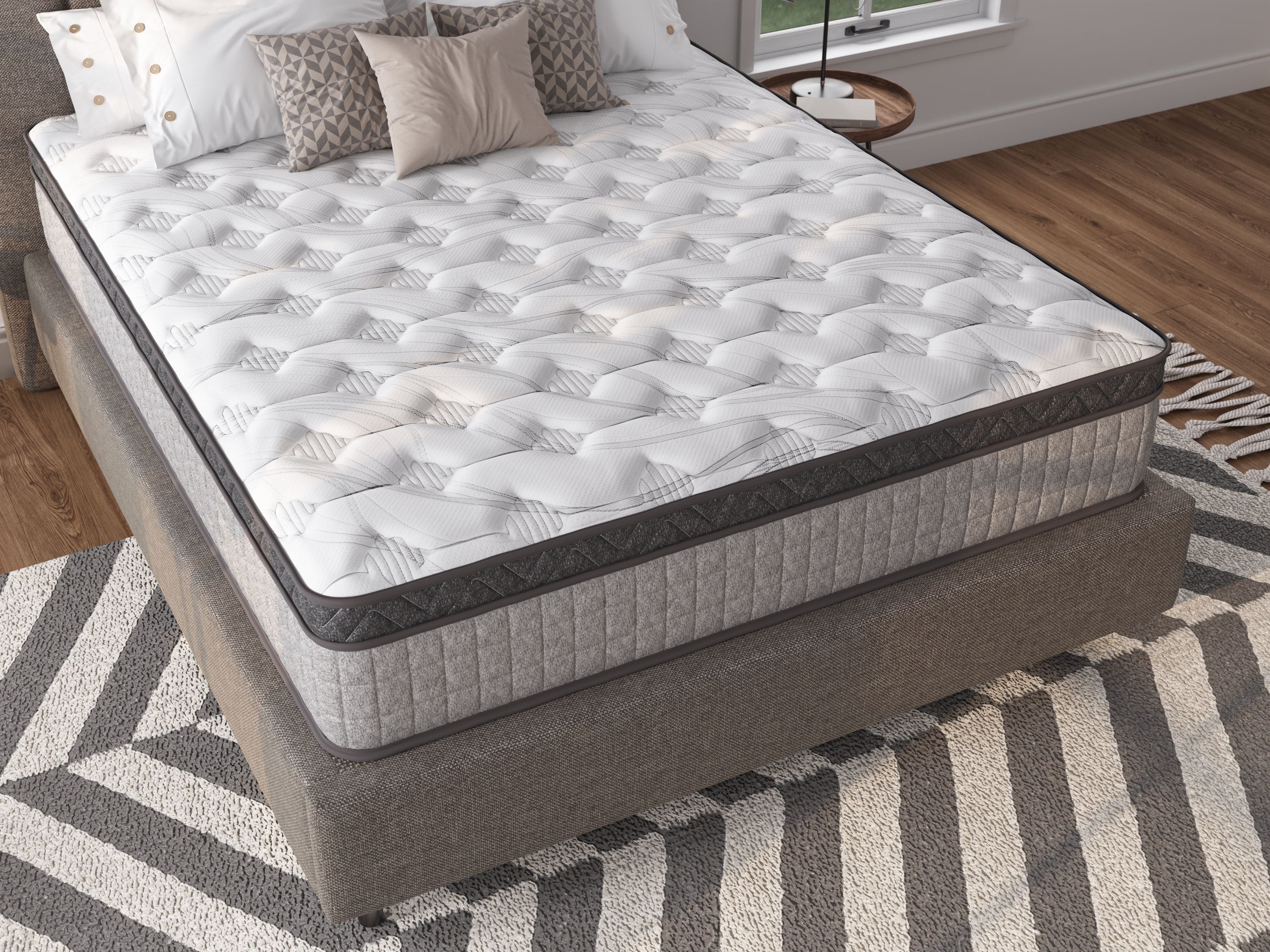 12" Diamond Innerspring Hybrid And Cooling Gel Memory Foam Mattress, High Quality, Pressure Relief, And Motion Isolation, Certipur-Us And Oeko Tex Certified