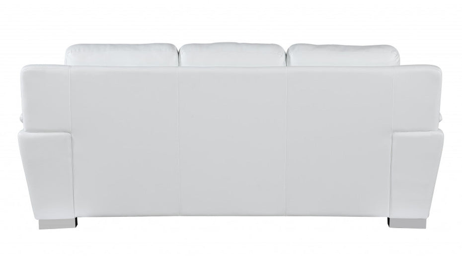 Leather Sofa - White / Silver