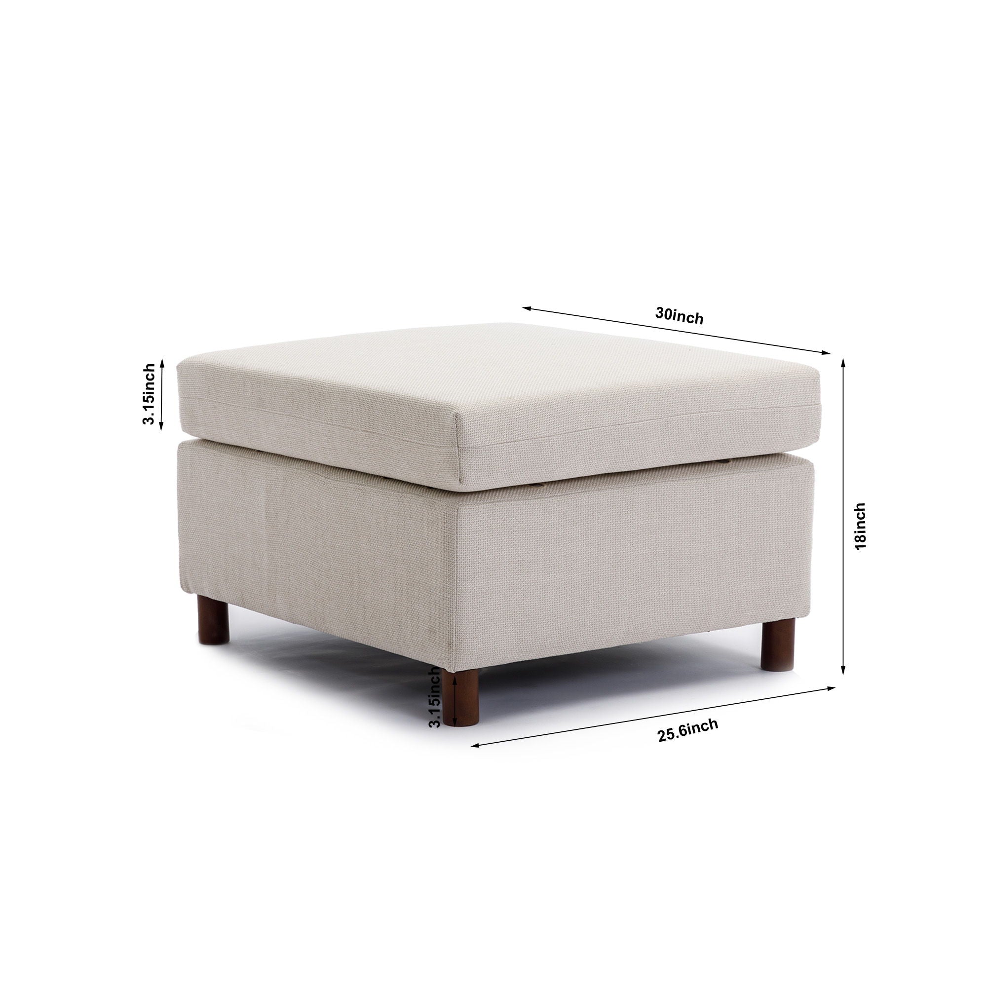 Single Seat Module Sofa Sectional Couch With Armrest With 1 Ottoman, Cushion Covers Non-Removable And Non-Washable