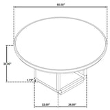 Leandro - 7 Piece Round Dining Table Set - Cream / Burnished Black