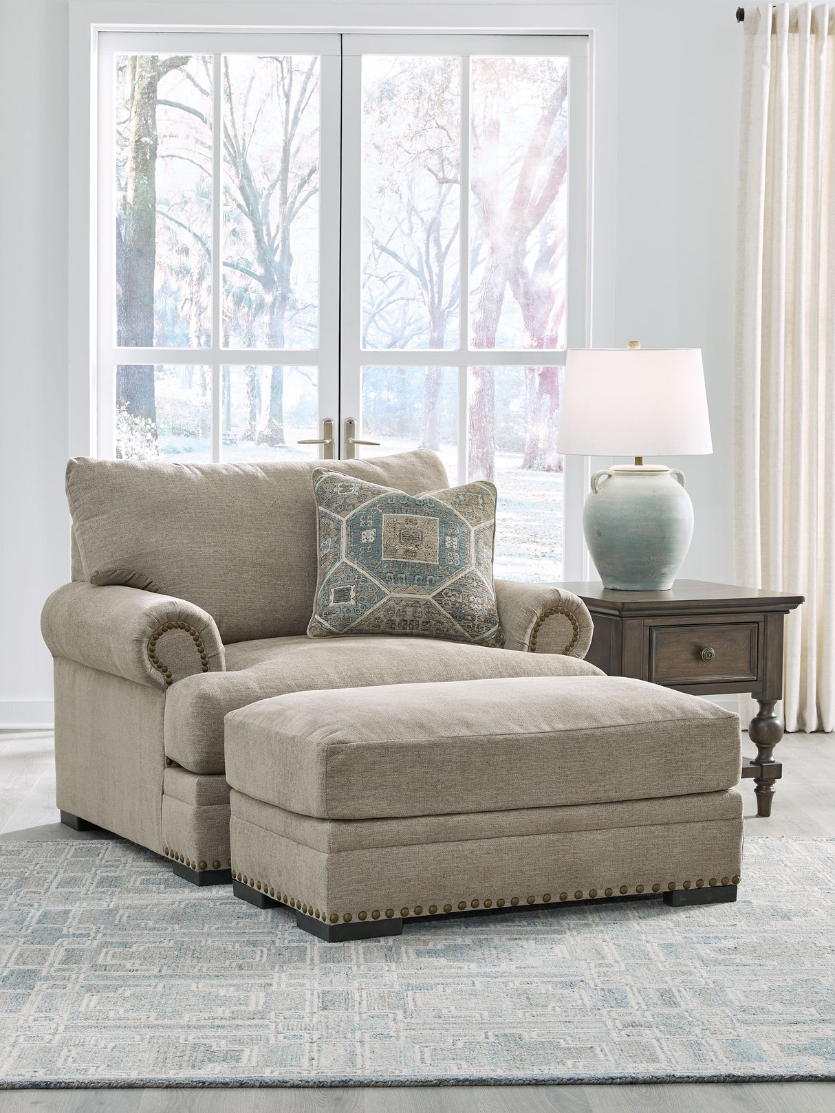Galemore - Living Room Set Gray 2 Pc. Chair And A Half, Ottoman by Benchcraft® | Bel Furniture