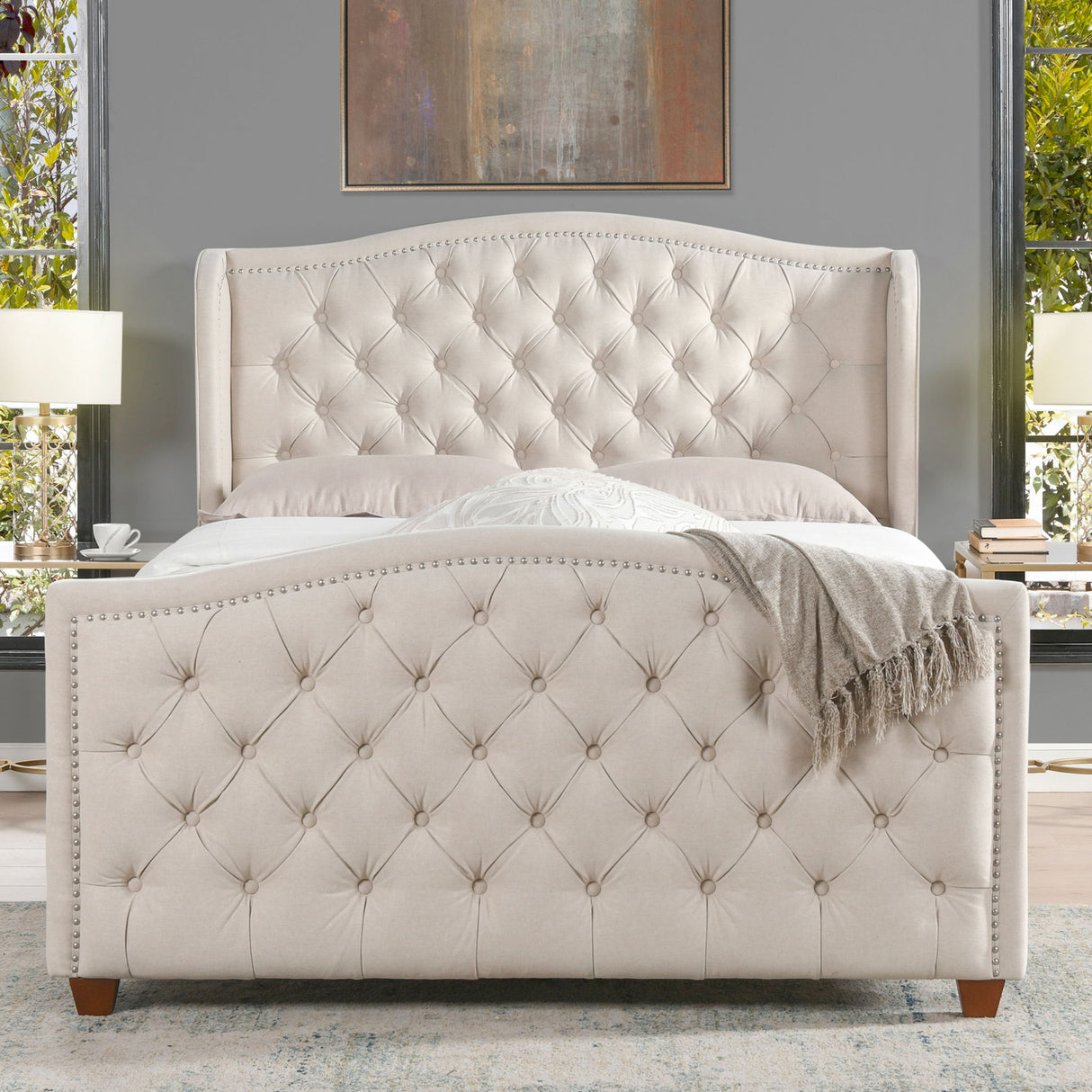 Marcella - Upholstered Shelter Headboard Bed Set by Jennifer Taylor Home | Bel Furniture