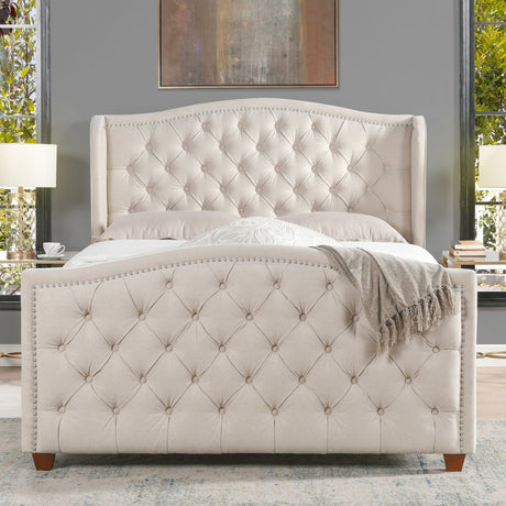 Marcella - Upholstered Shelter Headboard Bed Set by Jennifer Taylor Home | Bel Furniture