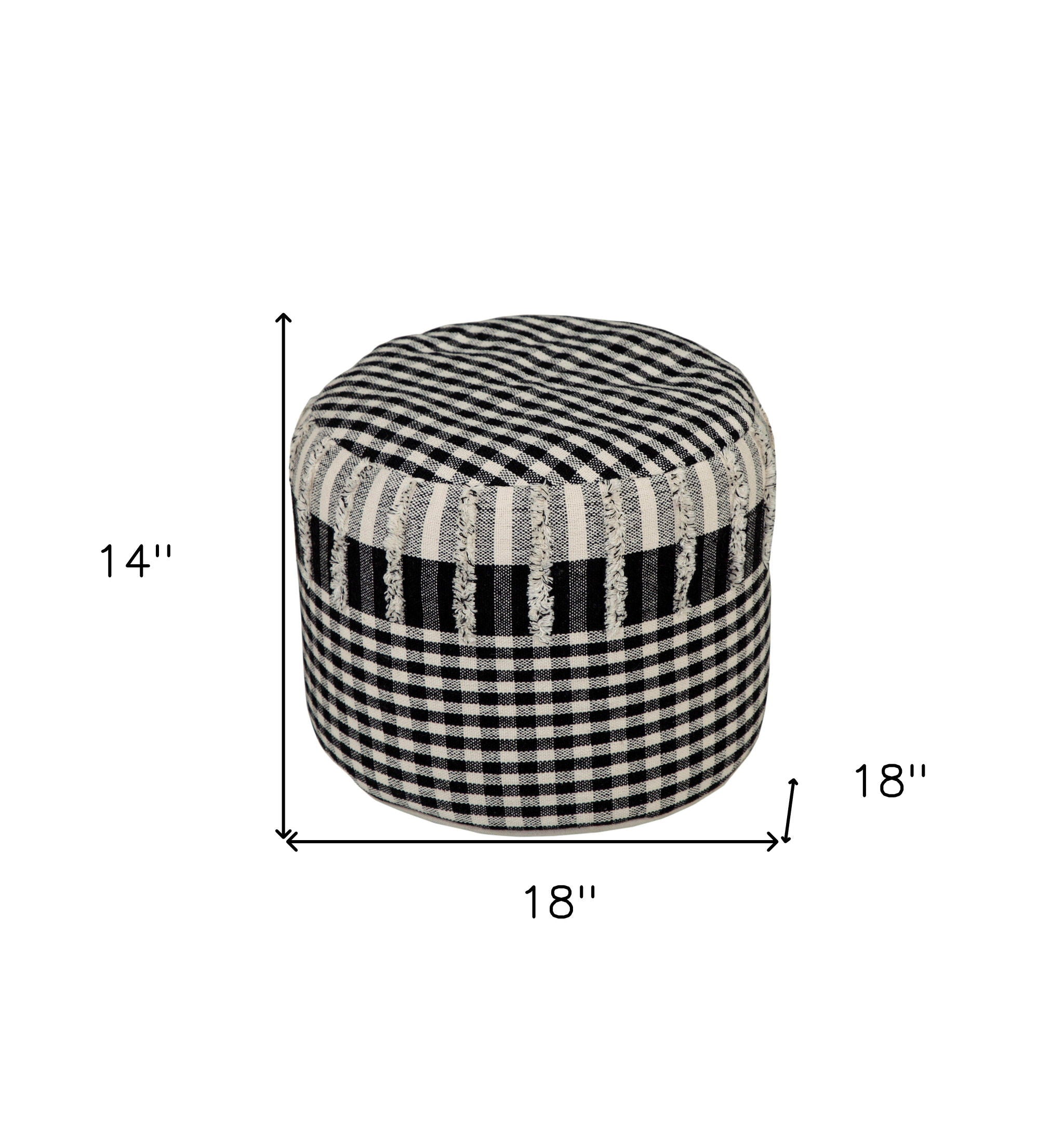 Cotton Round Ottoman - Black