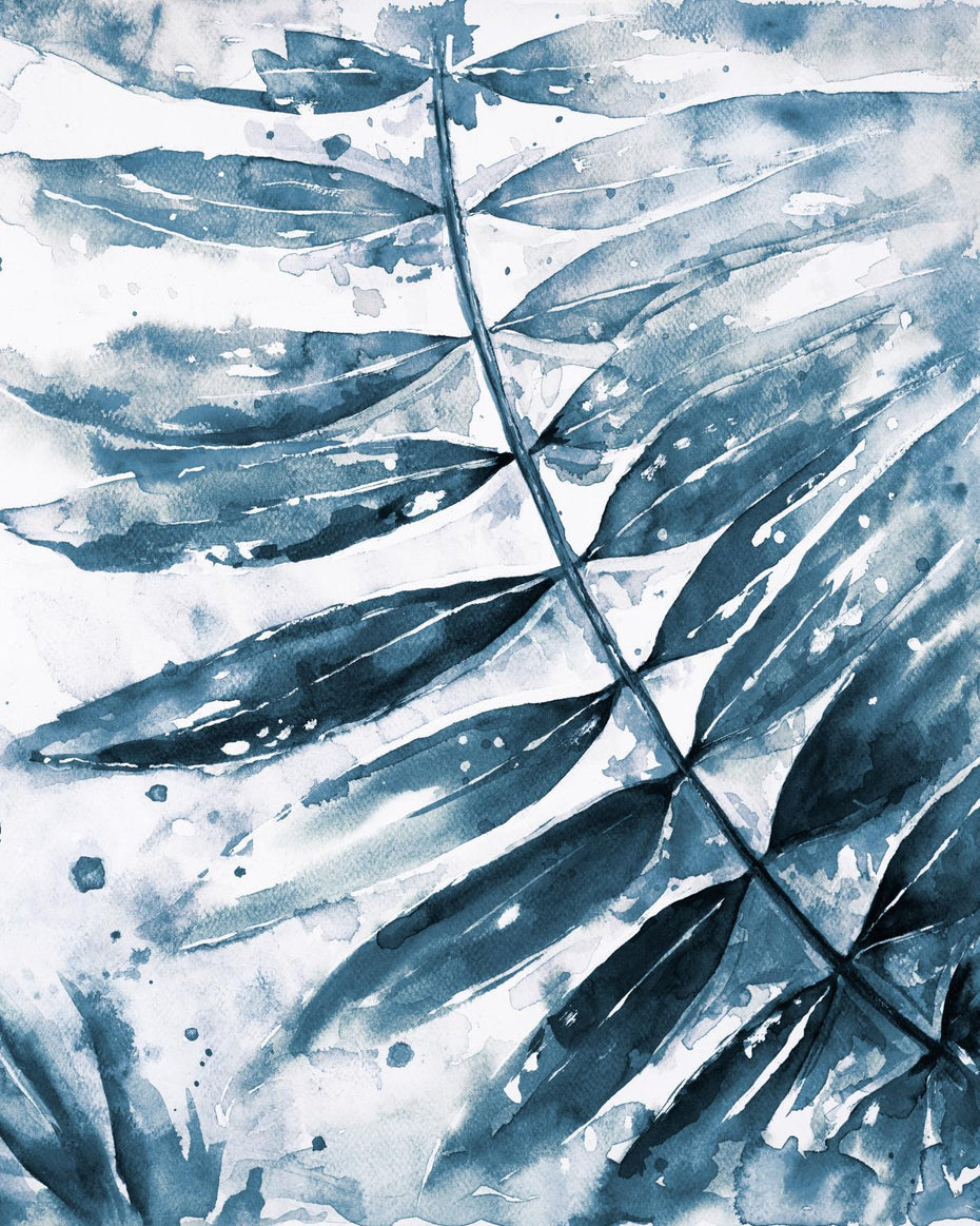 Framed - Blue Jungle Leaf II By Patricia Pinto - Blue