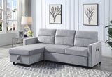 Ruby - Velvet Reversible Sleeper Sectional Sofa With Storage Chaise And Side Pocket - Light Gray by Lilola Home | Bel Furniture