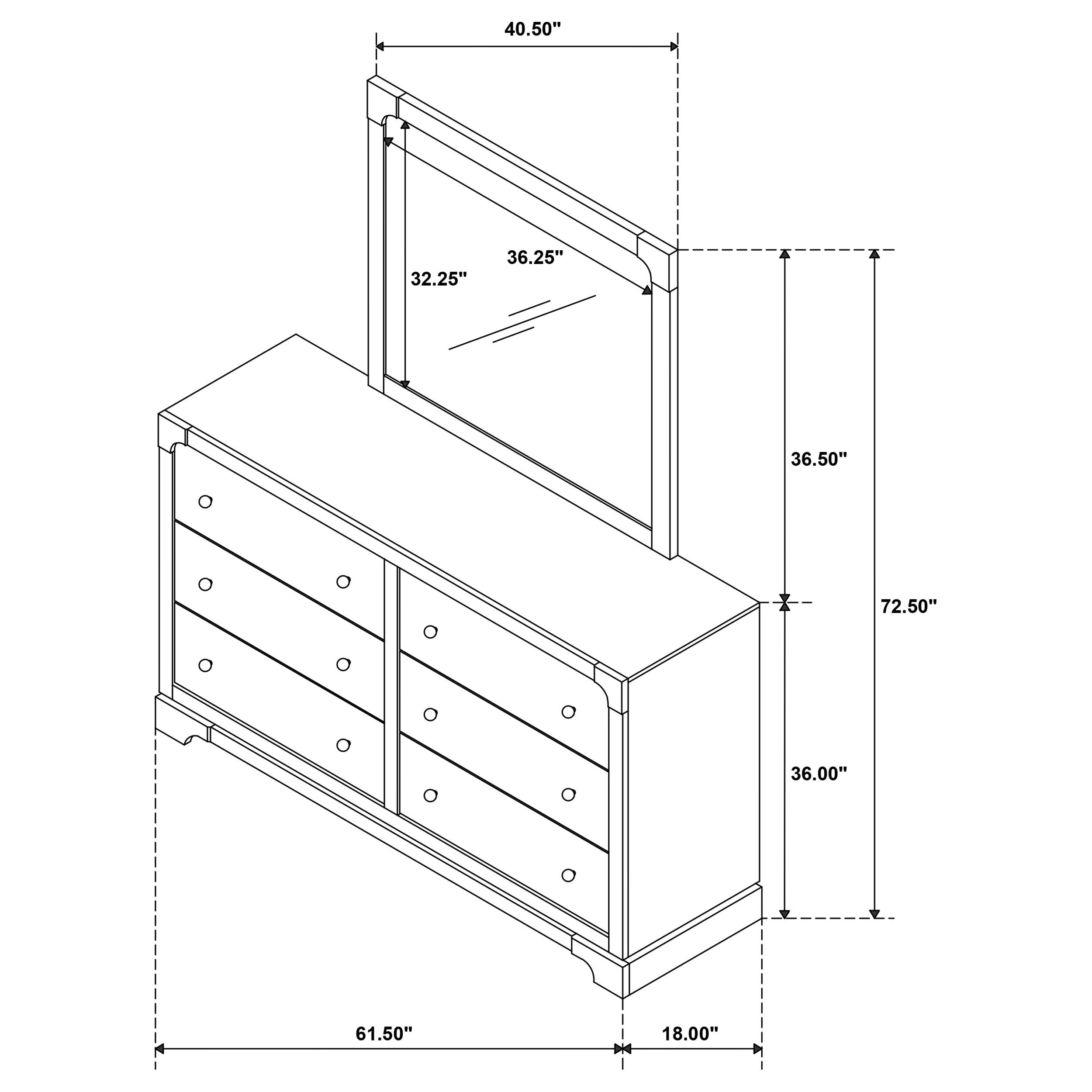 Gran Park - 6-Drawer Dresser And Mirror - Dark Cocoa