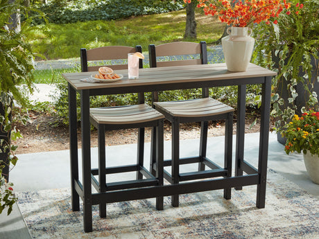 Shoreline Beach - Outdoor Counter Table And 2 Barstools (Set of 3) - Black / Beige - view 7