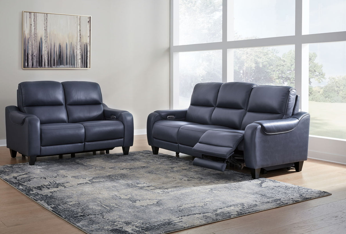 Mercomatic - Reclining Living Room Set Blue 2 Pc. Power Reclining Sofa, Loveseat by Signature Design by Ashley® | Bel Furniture