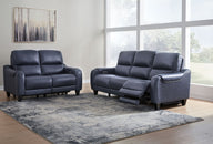 Mercomatic - Reclining Living Room Set Blue 2 Pc. Power Reclining Sofa, Loveseat by Signature Design by Ashley® | Bel Furniture