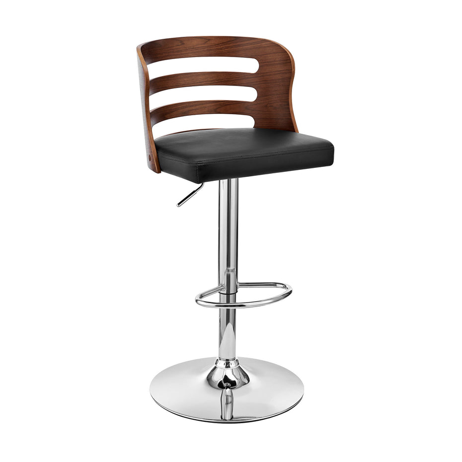 And Silver Swivel Adjustable Height Bar Chair - Black / Brown