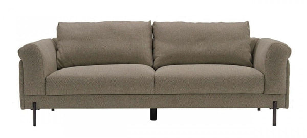 Contemporary Tan Sofa With Two Cushions - Dark Brown