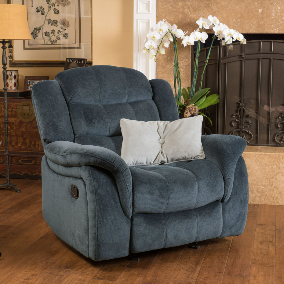 Classic Design, Plush Fabric, Glider Recliner