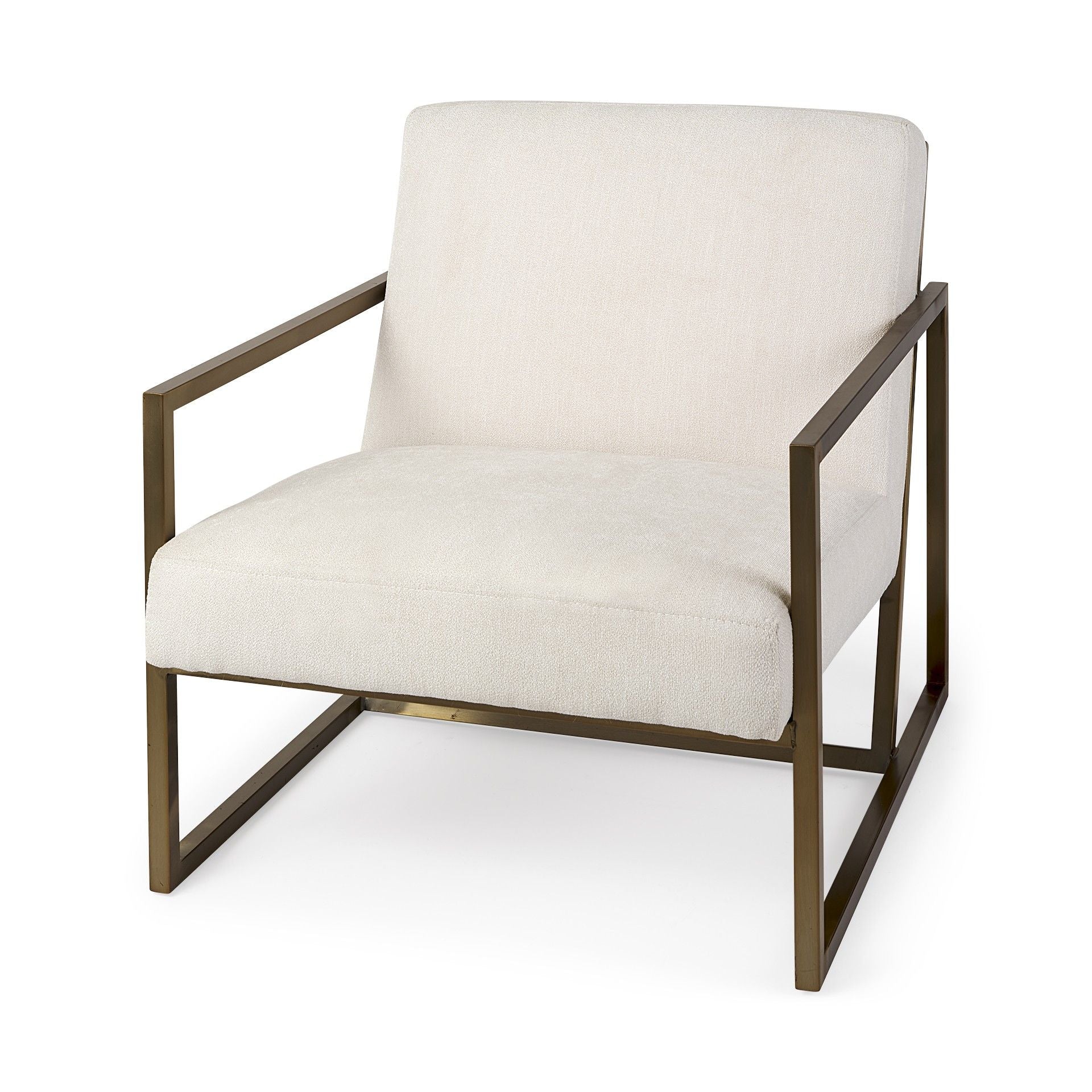 Geo Modern Accent Or Side Chair - Cream / Gold