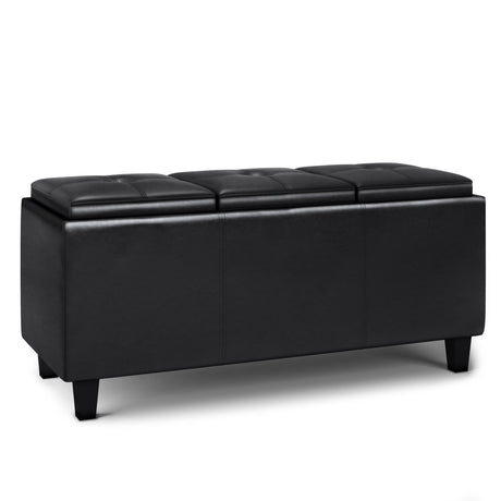Avalon - Tray Storage Ottoman With Lift Up Lids - Midnight Black by Simpli-Home | Bel Furniture