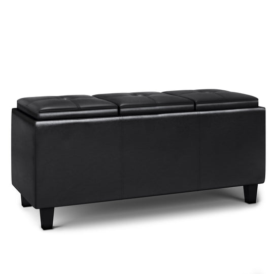 Avalon - Tray Storage Ottoman With Lift Up Lids - Midnight Black by Simpli-Home | Bel Furniture