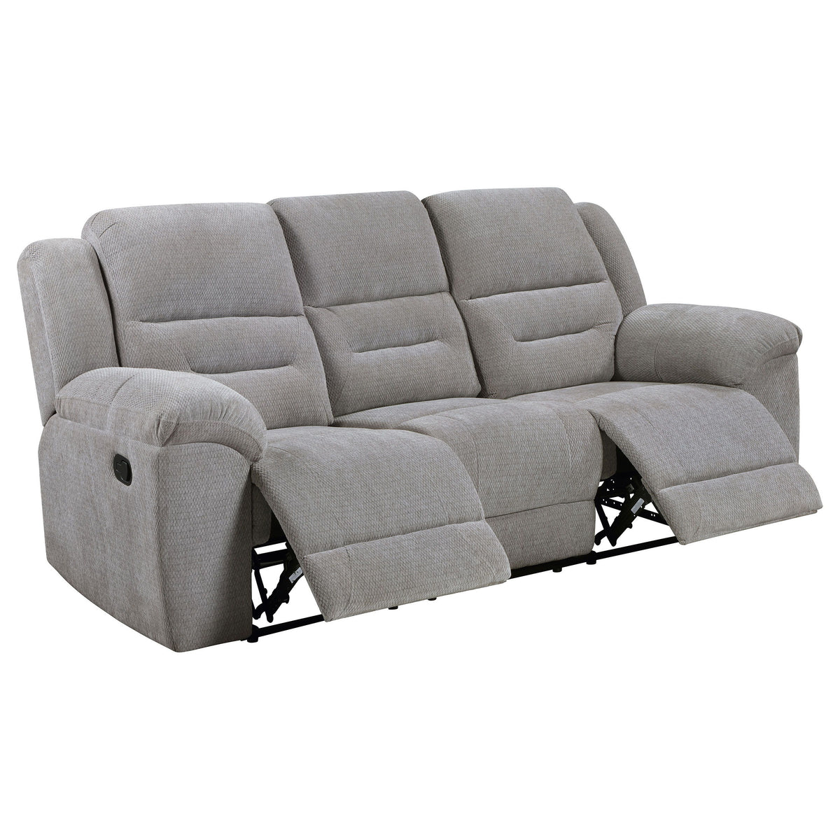 Gilson - Chenille Upholstered Reclining Sofa - Gray by Coaster Fine Furniture | Bel Furniture